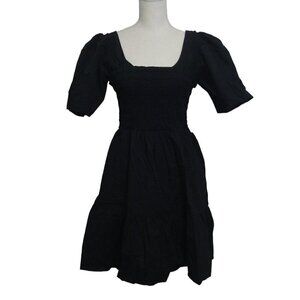 GAP Cottage Core Dress Women's Size Medium Puff Sleeve Smocking Stretchy Short